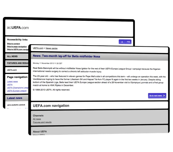 Making UEFA.com accessible to all