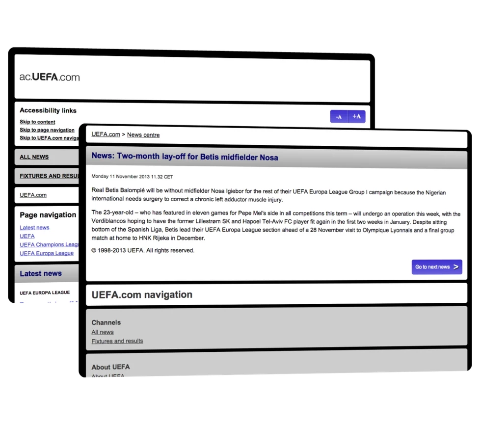 Making UEFA.com accessible to all
